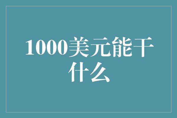 1000美元能干什么