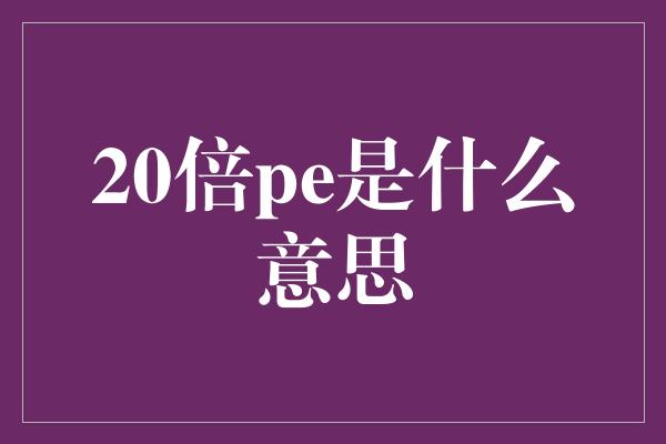 20倍pe是什么意思