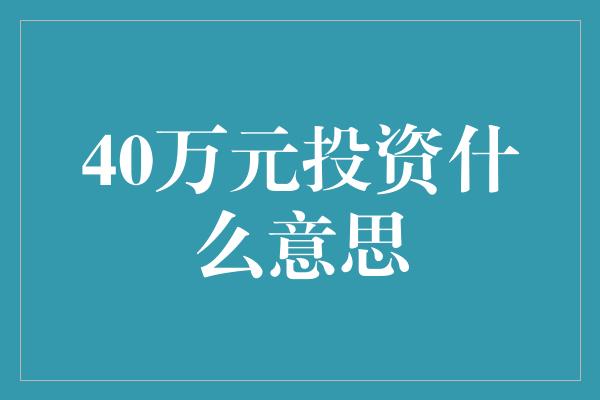 40万元投资什么意思