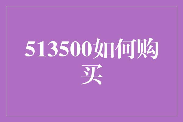 513500如何购买