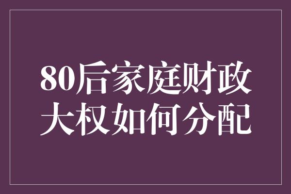 80后家庭财政大权如何分配