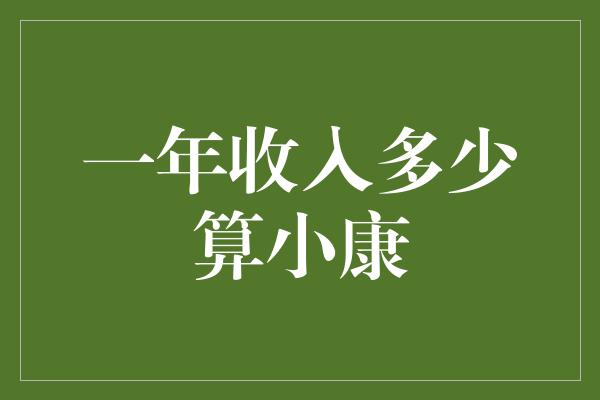 一年收入多少算小康