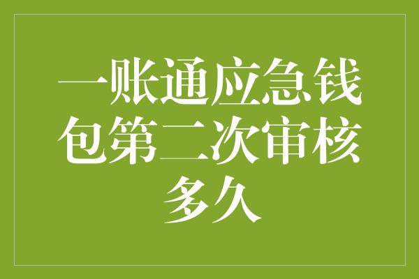 一账通应急钱包第二次审核多久