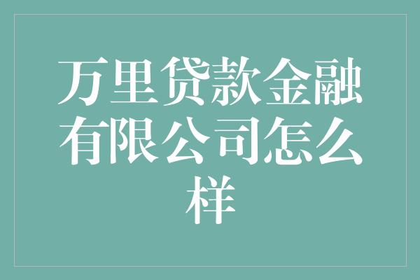 万里贷款金融有限公司怎么样