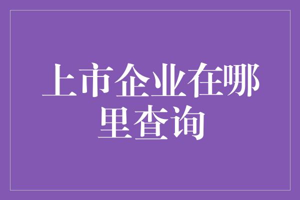 上市企业在哪里查询