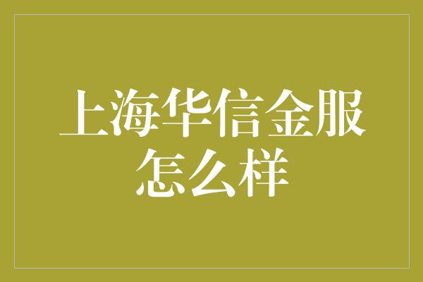 上海华信金服怎么样