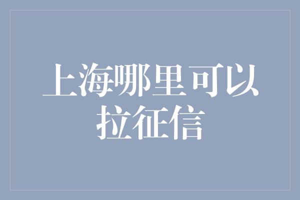 上海哪里可以拉征信