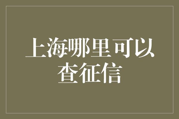 上海哪里可以查征信