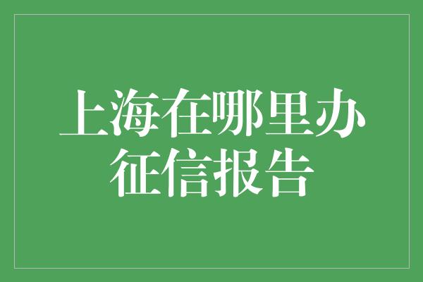 上海在哪里办征信报告