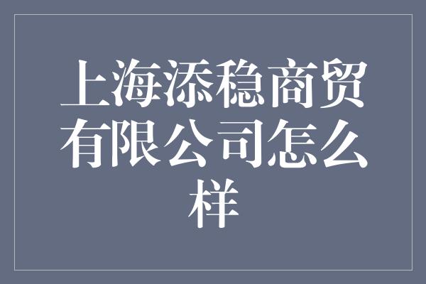 上海添稳商贸有限公司怎么样