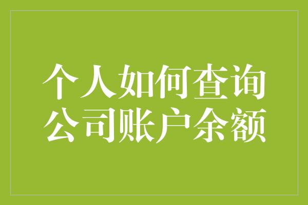 个人如何查询公司账户余额