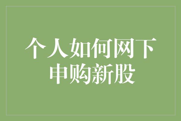 个人如何网下申购新股