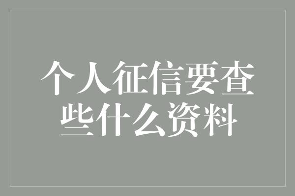 个人征信要查些什么资料