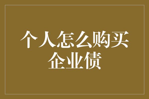 个人怎么购买企业债