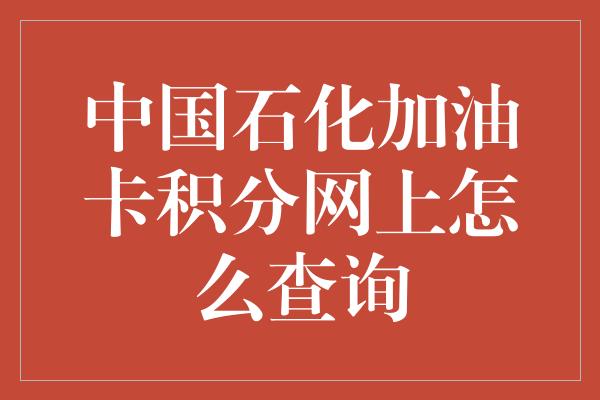 中国石化加油卡积分网上怎么查询