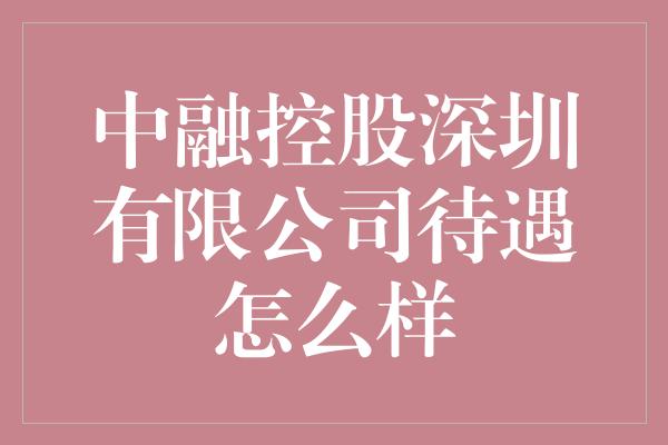 中融控股深圳有限公司待遇怎么样