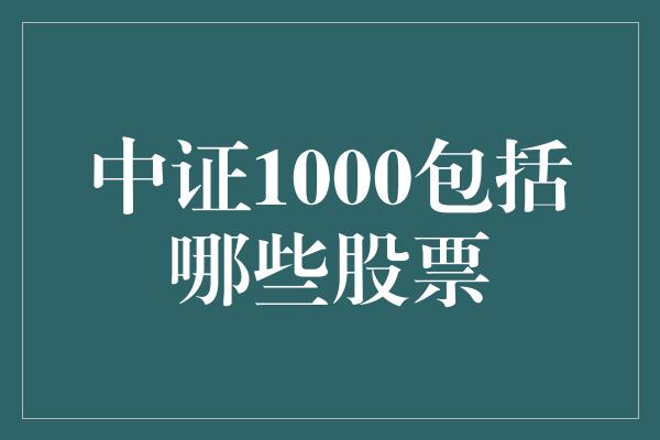 中证1000包括哪些股票