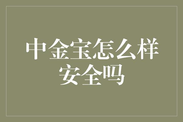 中金宝怎么样安全吗