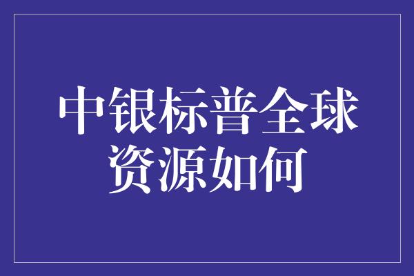 中银标普全球资源如何