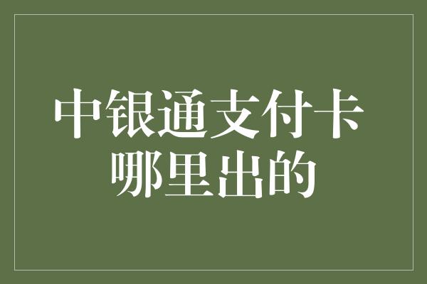 中银通支付卡 哪里出的