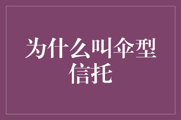 为什么叫伞型信托