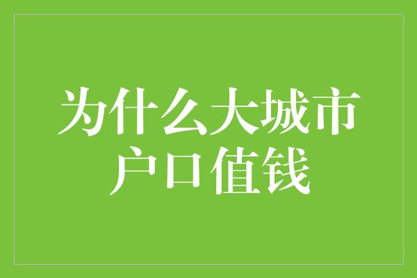 为什么大城市户口值钱