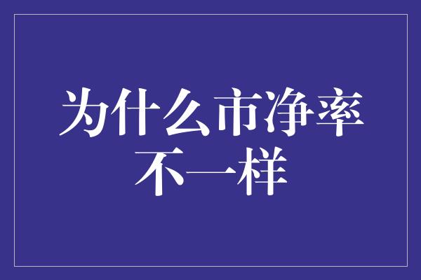 为什么市净率不一样