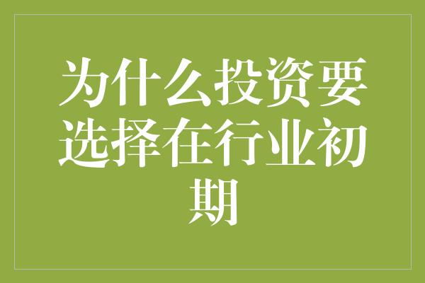 为什么投资要选择在行业初期