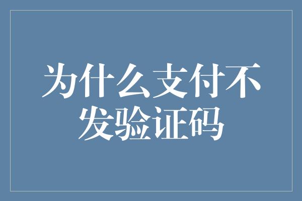 为什么支付不发验证码