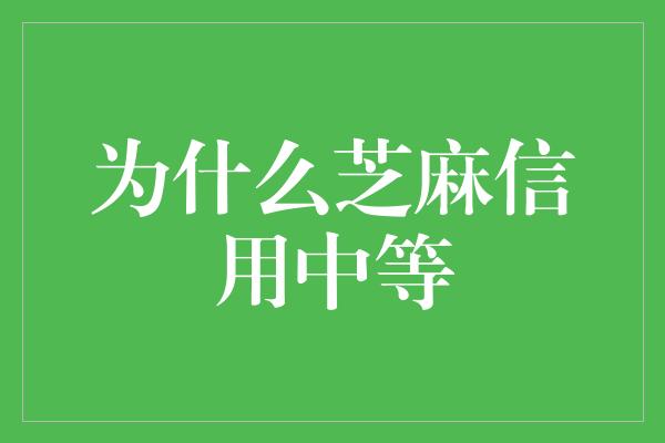 为什么芝麻信用中等