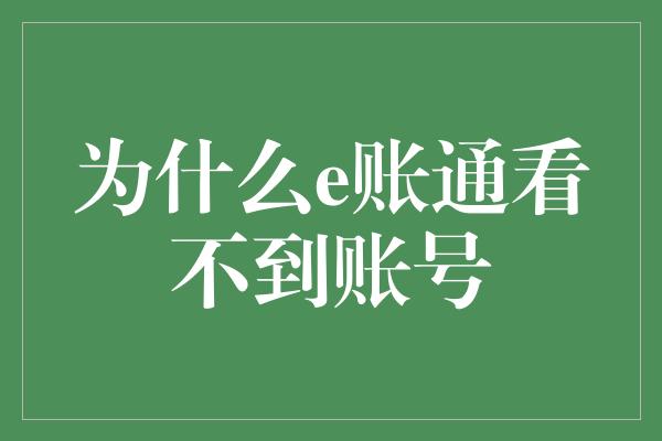 为什么e账通看不到账号