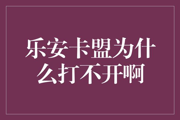 乐安卡盟为什么打不开啊