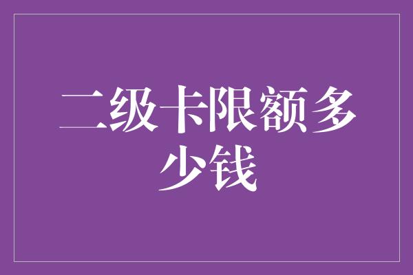 二级卡限额多少钱