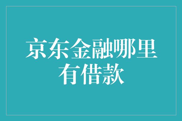 京东金融哪里有借款