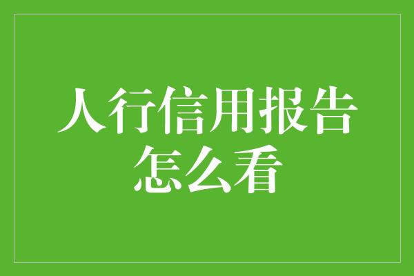 人行信用报告怎么看