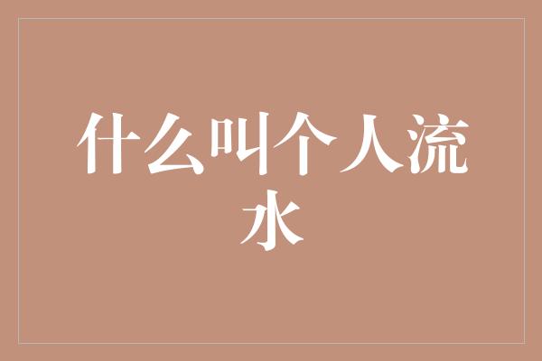 什么叫个人流水