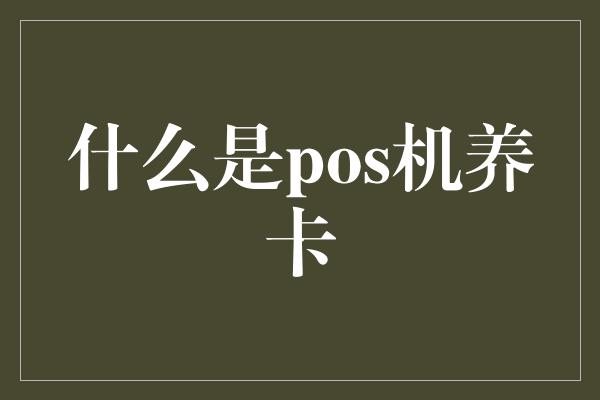 什么是pos机养卡