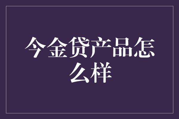 今金贷产品怎么样