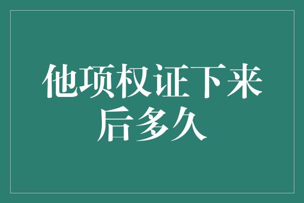 他项权证下来后多久