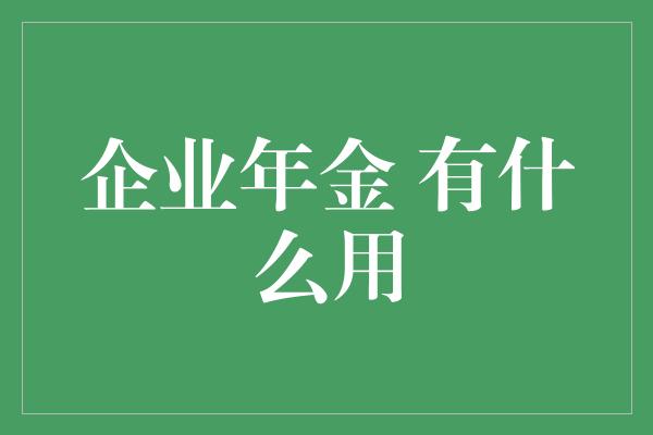 企业年金 有什么用