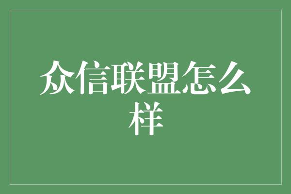 众信联盟怎么样