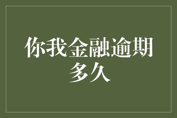 你我金融逾期多久