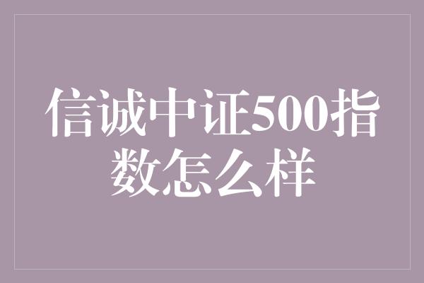 信诚中证500指数怎么样