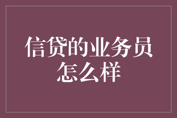 信贷的业务员怎么样