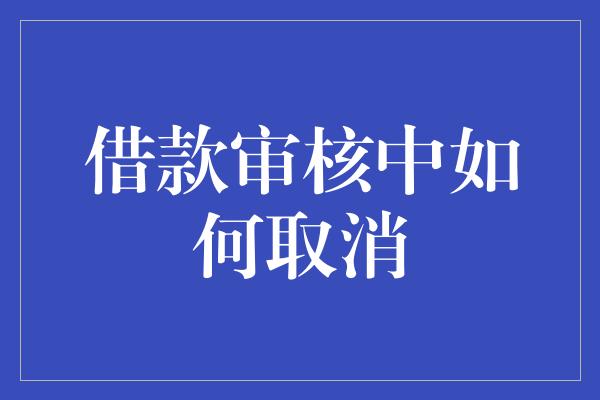 借款审核中如何取消