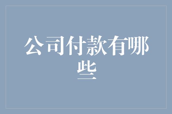 公司付款有哪些