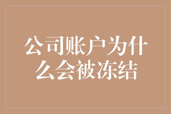 公司账户为什么会被冻结