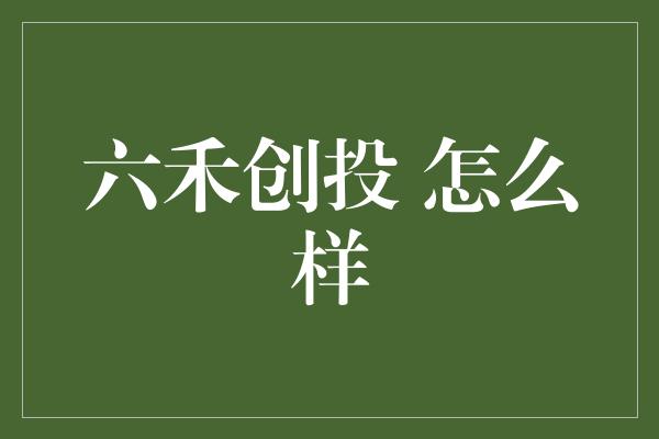 六禾创投 怎么样