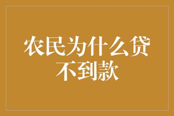 农民为什么贷不到款