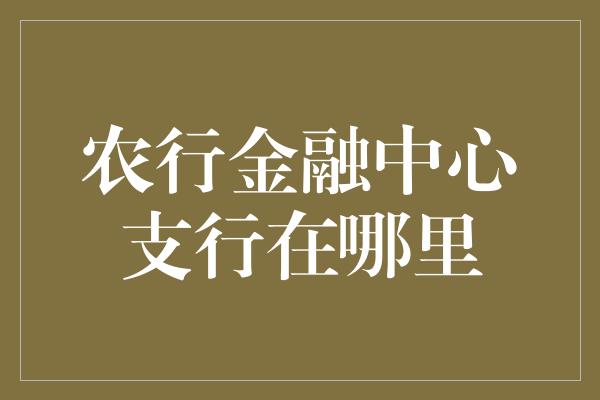 农行金融中心支行在哪里